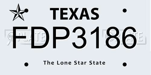 FDP3186 Texas License Plate