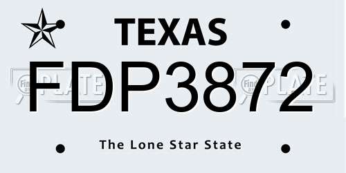 FDP3872 Texas License Plate