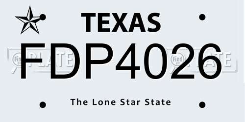 FDP4026 Texas License Plate