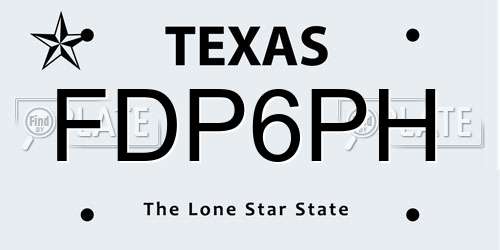 FDP6PH Texas License Plate