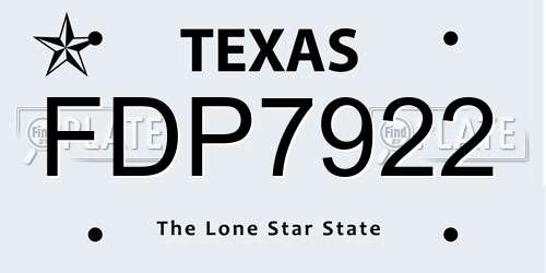 FDP7922 Texas License Plate