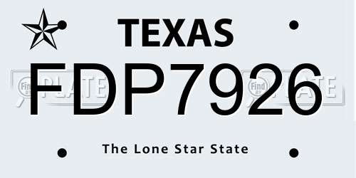 FDP7926 Texas License Plate