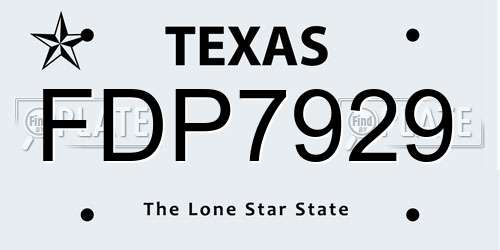 FDP7929 Texas License Plate