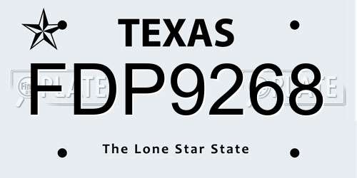 FDP9268 Texas License Plate