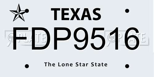 FDP9516 Texas License Plate
