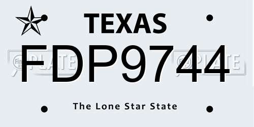 FDP9744 Texas License Plate