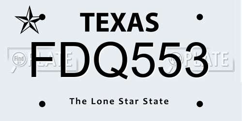 FDQ553 Texas License Plate