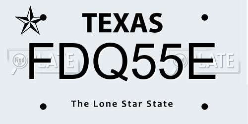 FDQ55E Texas License Plate