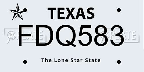 FDQ583 Texas License Plate