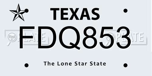 FDQ853 Texas License Plate
