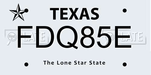 FDQ85E Texas License Plate