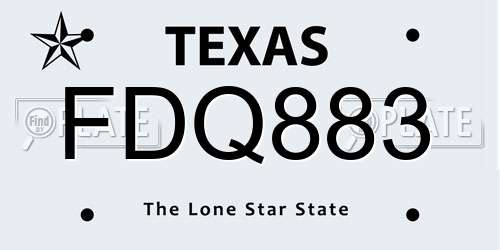 FDQ883 Texas License Plate