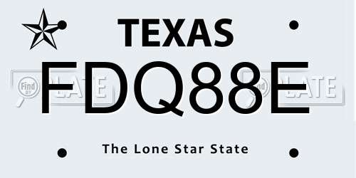 FDQ88E Texas License Plate