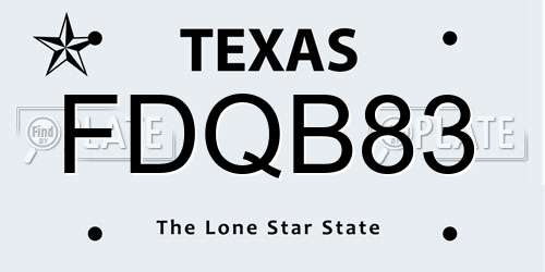 FDQB83 Texas License Plate