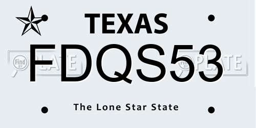 FDQS53 Texas License Plate