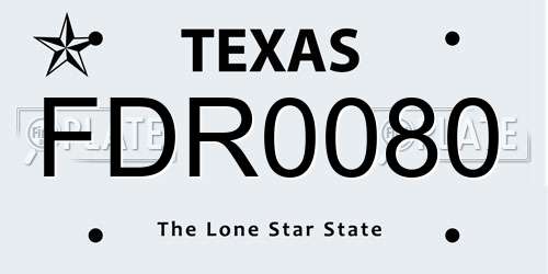 FDR0080 Texas License Plate