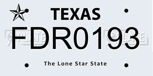 FDR0193 Texas License Plate