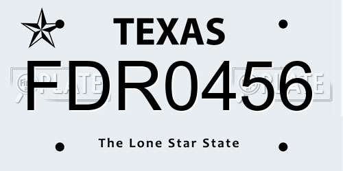 FDR0456 Texas License Plate