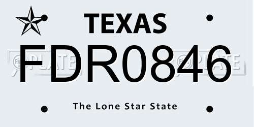 FDR0846 Texas License Plate