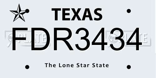 FDR3434 Texas License Plate