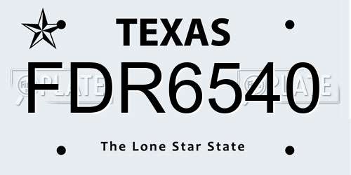 FDR6540 Texas License Plate