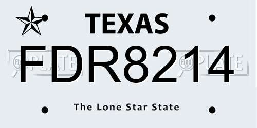 FDR8214 Texas License Plate