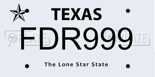FDR999 Texas License Plate