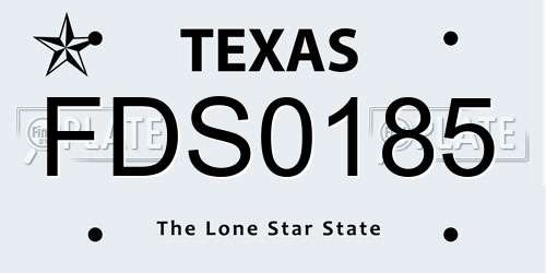 FDS0185 Texas License Plate