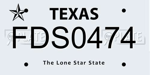 FDS0474 Texas License Plate