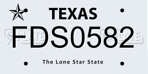 FDS0582 Texas License Plate