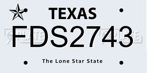 FDS2743 Texas License Plate