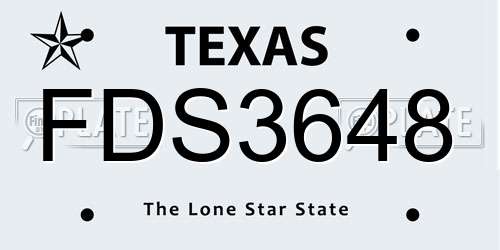 FDS3648 Texas License Plate