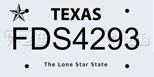 FDS4293 Texas License Plate