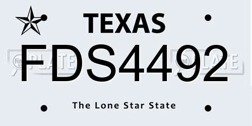 FDS4492 Texas License Plate