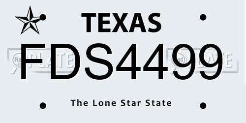 FDS4499 Texas License Plate