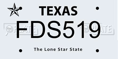 FDS519 Texas License Plate