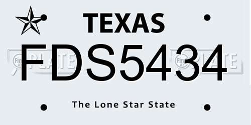 FDS5434 Texas License Plate