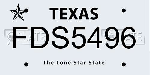 FDS5496 Texas License Plate