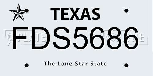 FDS5686 Texas License Plate
