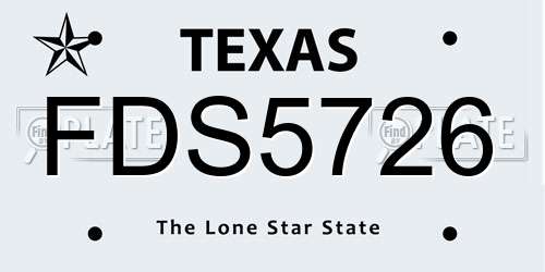 FDS5726 Texas License Plate