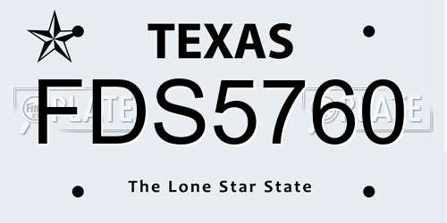 FDS5760 Texas License Plate