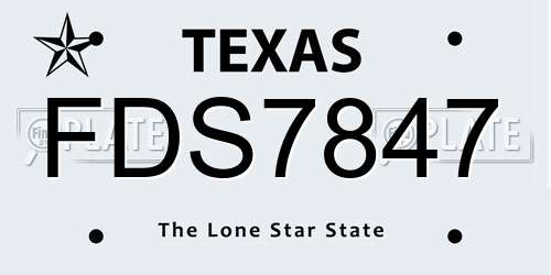 FDS7847 Texas License Plate