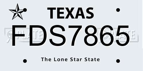 FDS7865 Texas License Plate