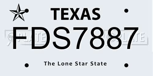 FDS7887 Texas License Plate