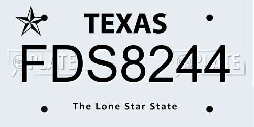 FDS8244 Texas License Plate