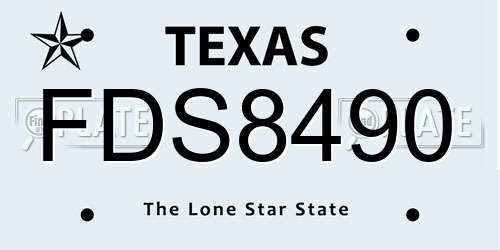 FDS8490 Texas License Plate