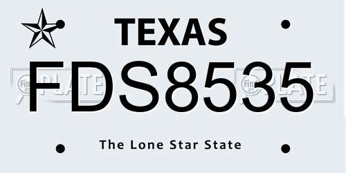 FDS8535 Texas License Plate
