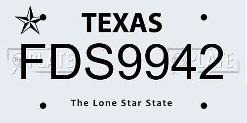 FDS9942 Texas License Plate