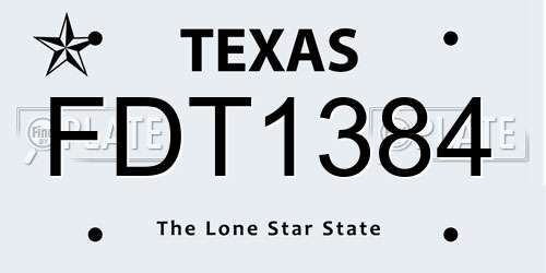 FDT1384 Texas License Plate