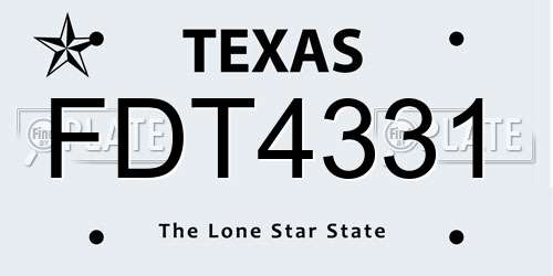 FDT4331 Texas License Plate